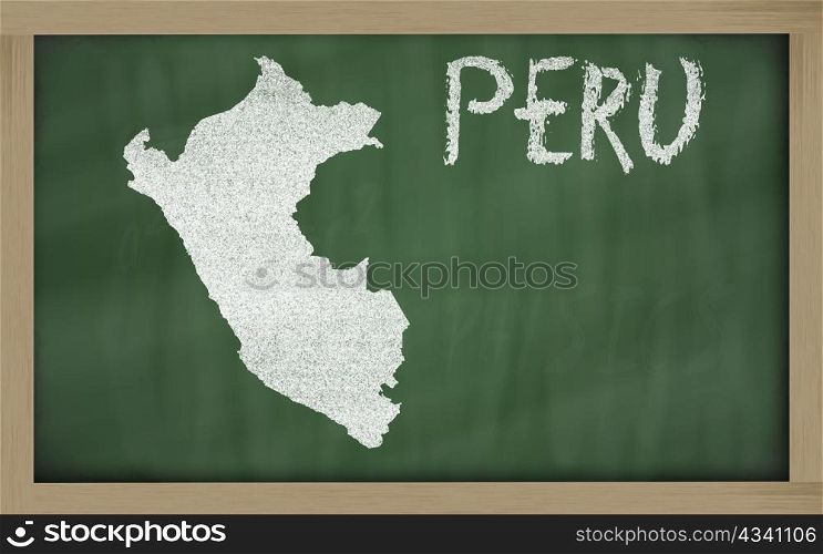 drawing of peru on blackboard, drawn by chalk