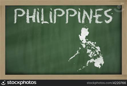 drawing of philippines on blackboard, drawn by chalk