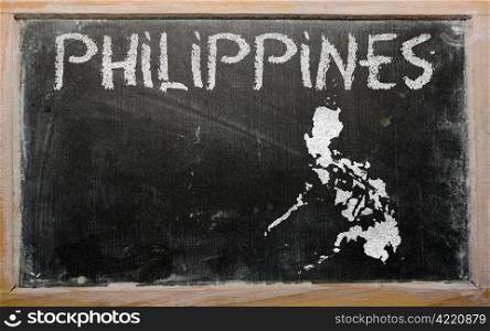 drawing of philippines on blackboard, drawn by chalk