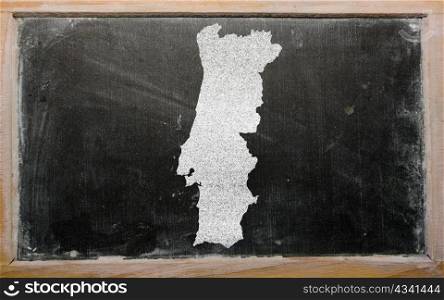 drawing of portugal on chalkboard, drawn by chalk