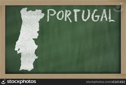 drawing of portugal on chalkboard, drawn by chalk