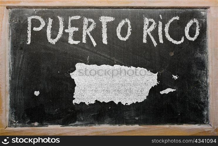 drawing of puerto rico on blackboard, drawn by chalk