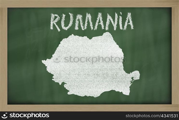 drawing of romania on chalkboard, drawn by chalk