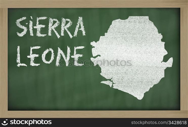 drawing of sierra leone on blackboard, drawn by chalk