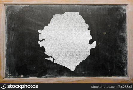 drawing of sierra leone on blackboard, drawn by chalk