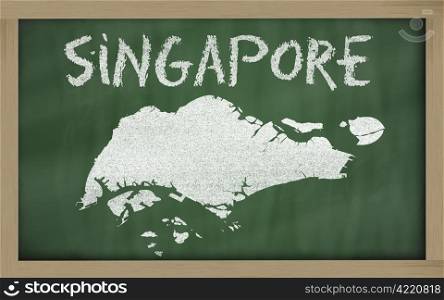 drawing of singapore on blackboard, drawn by chalk