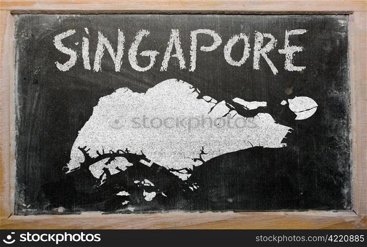 drawing of singapore on blackboard, drawn by chalk