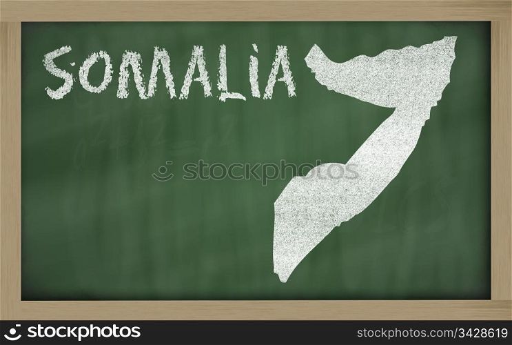 drawing of somalia on blackboard, drawn by chalk