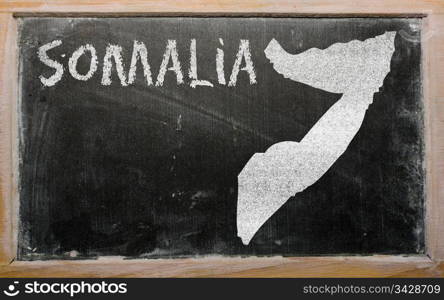 drawing of somalia on blackboard, drawn by chalk