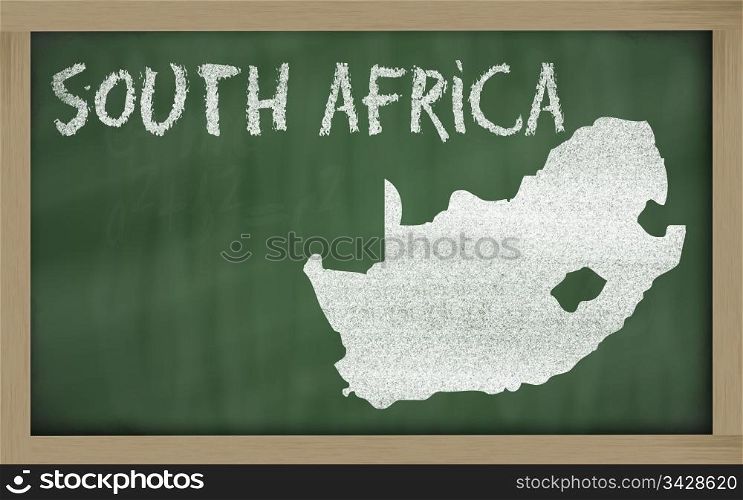 drawing of south africa on blackboard, drawn by chalk
