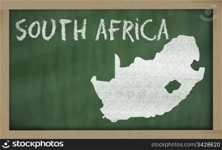 drawing of south africa on blackboard, drawn by chalk