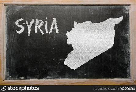 drawing of syria on blackboard, drawn by chalk