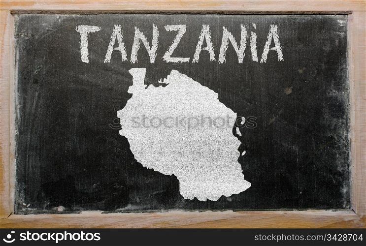 drawing of tanzania on blackboard, drawn by chalk