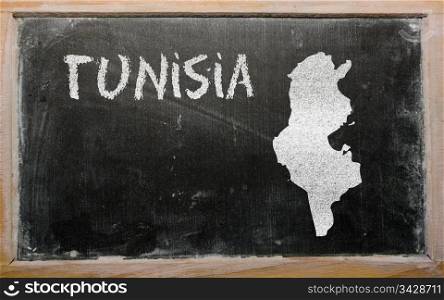 drawing of tunisia on blackboard, drawn by chalk