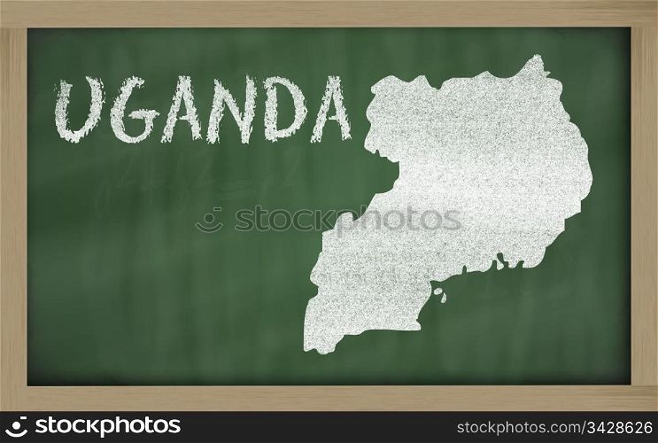 drawing of uganda on blackboard, drawn by chalk