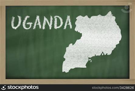 drawing of uganda on blackboard, drawn by chalk