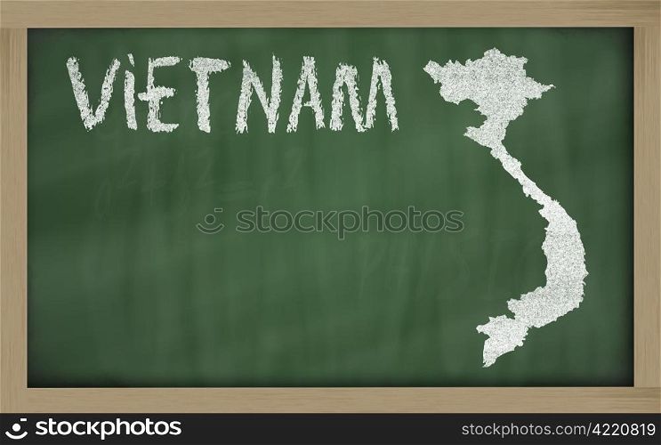 drawing of vietnam on blackboard, drawn by chalk
