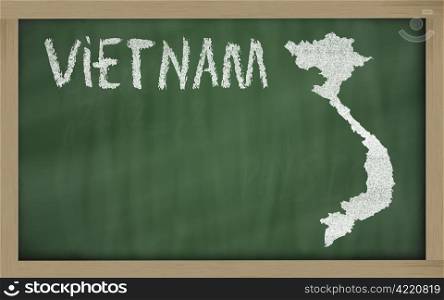 drawing of vietnam on blackboard, drawn by chalk