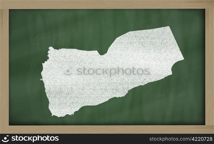 drawing of yemen on blackboard, drawn by chalk