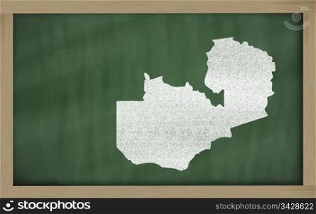 drawing of zambia on blackboard, drawn by chalk