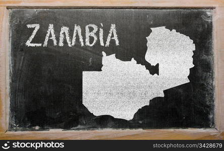 drawing of zambia on blackboard, drawn by chalk