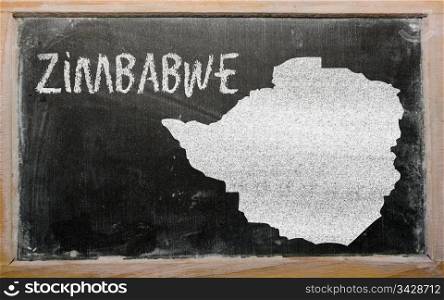 drawing of zimbabwe on blackboard, drawn by chalk