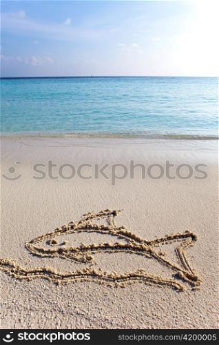 Drawing on sand on a theme of rest - fish