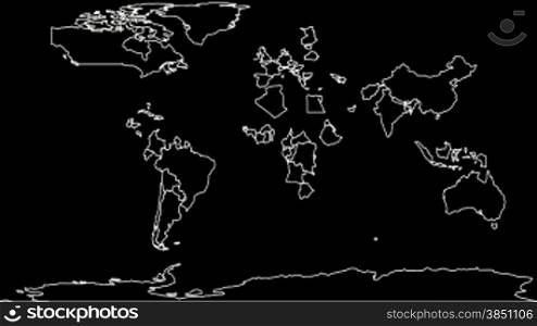 Drawing Political Map of the World, black and white