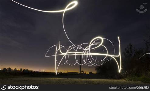Drawing with light at night on the road
