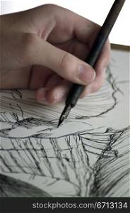 drawing with pen