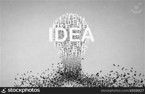 Drawn bulb on wall. Conceptual background image with light bulb as idea symbol