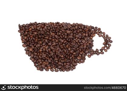 Drawn with roasted coffee cup isolated on white background