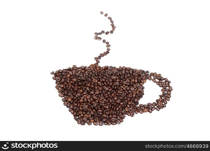 Drawn with roasted coffee cup isolated on white background
