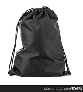 Drawstring pack template classic black isolated on white