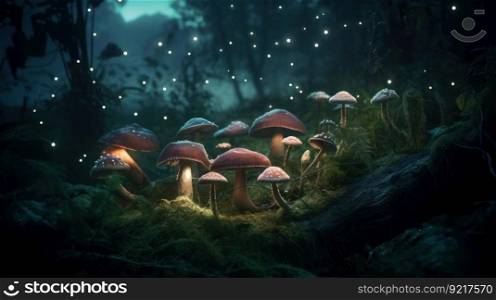 Dream magic forest. Illustration Generative AI 