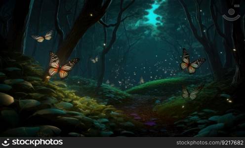 Dream magic forest. Illustration Generative AI
