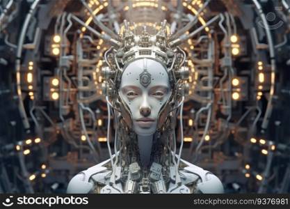 Dream of the machine, science fiction female artificial intelligence. Generative AI