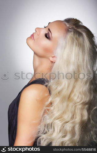 Dreaminess. Gentle Woman Blonde with Closed Eyes in Reverie