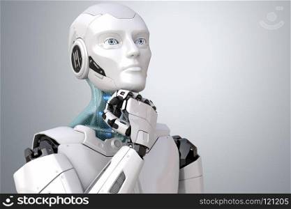 Dreaming robot. Clipping path included. 3D illustration. Dreaming robot