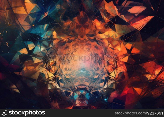 dreamlike scene with floating shapes and colors, like a kaleidoscope, created with generative ai. dreamlike scene with floating shapes and colors, like a kaleidoscope