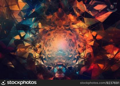 dreamlike scene with floating shapes and colors, like a kaleidoscope, created with generative ai. dreamlike scene with floating shapes and colors, like a kaleidoscope
