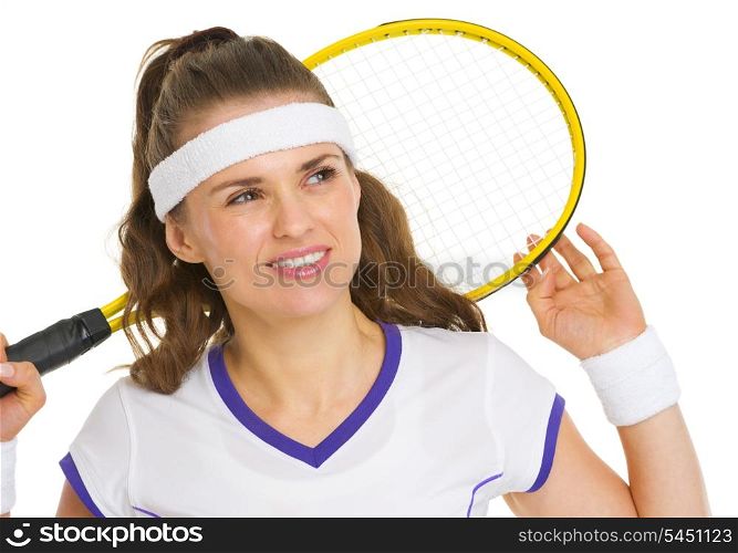 Dreamy tennis player with racket