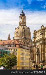 Dresden and Frauenkirche church in a beautiful summer day, Germany