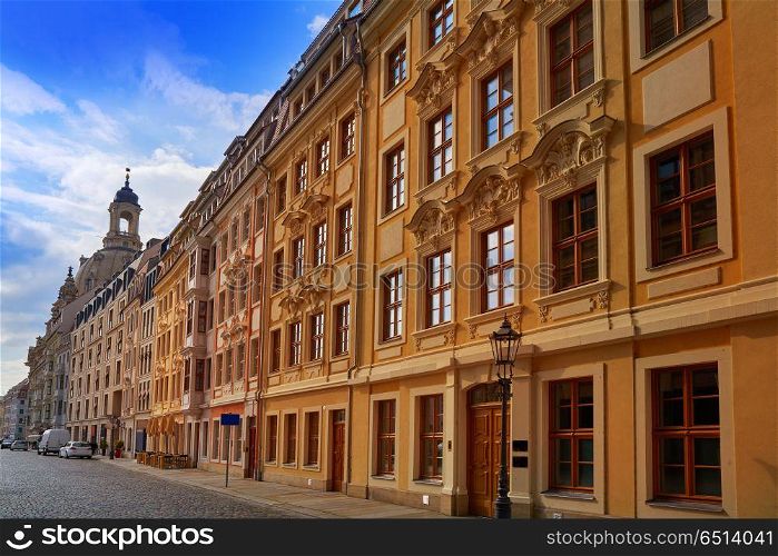 Dresden facades Saxony of Germany. Dresden street facades in Saxony of Germany