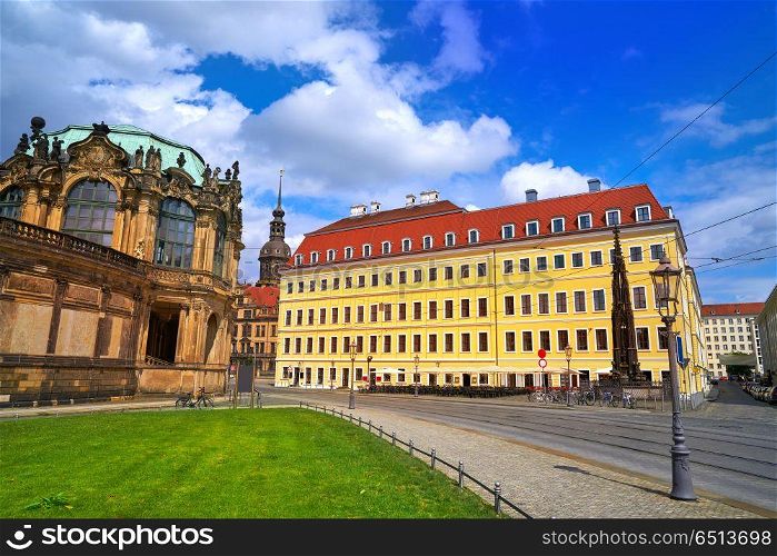Dresden facades street near Zwinger in Germany. Dresden facades near Zwinger in Germany