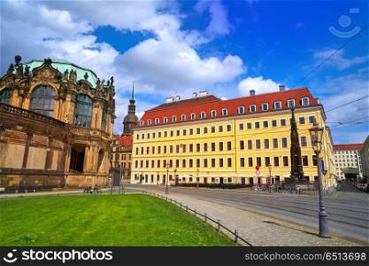 Dresden facades street near Zwinger in Germany. Dresden facades near Zwinger in Germany