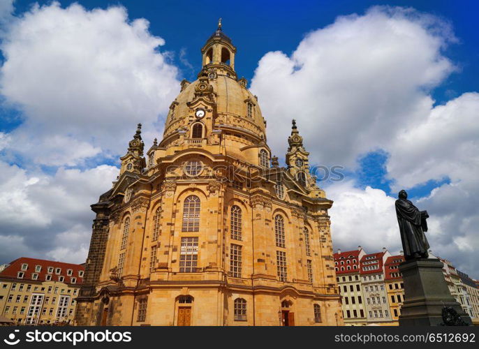 Dresden Frauenkirche church in Saxony Germany. Dresden Frauenkirche Lutheran church in Saxony of Germany