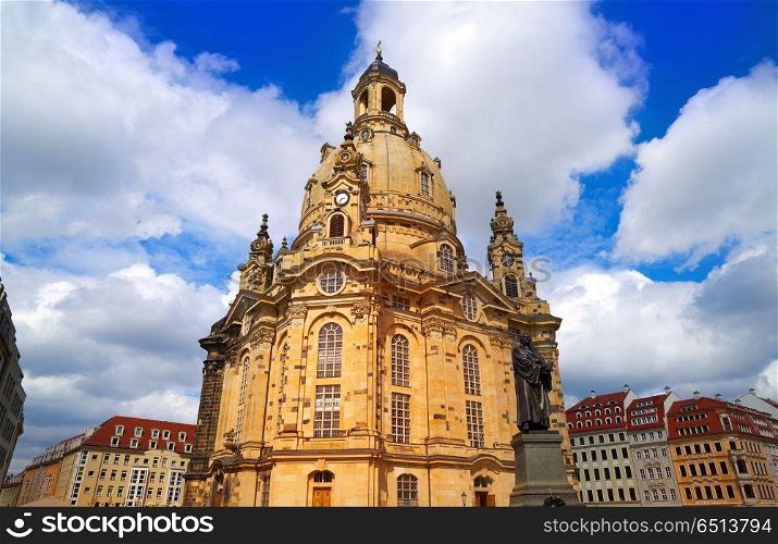 Dresden Frauenkirche church in Saxony Germany. Dresden Frauenkirche Lutheran church in Saxony of Germany