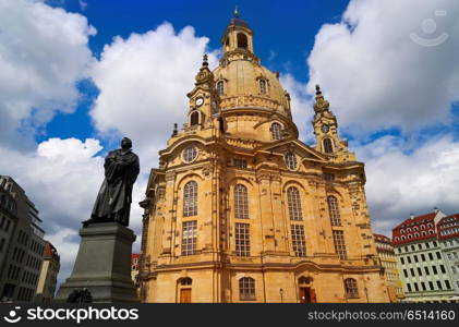 Dresden Frauenkirche church in Saxony Germany. Dresden Frauenkirche Lutheran church in Saxony of Germany