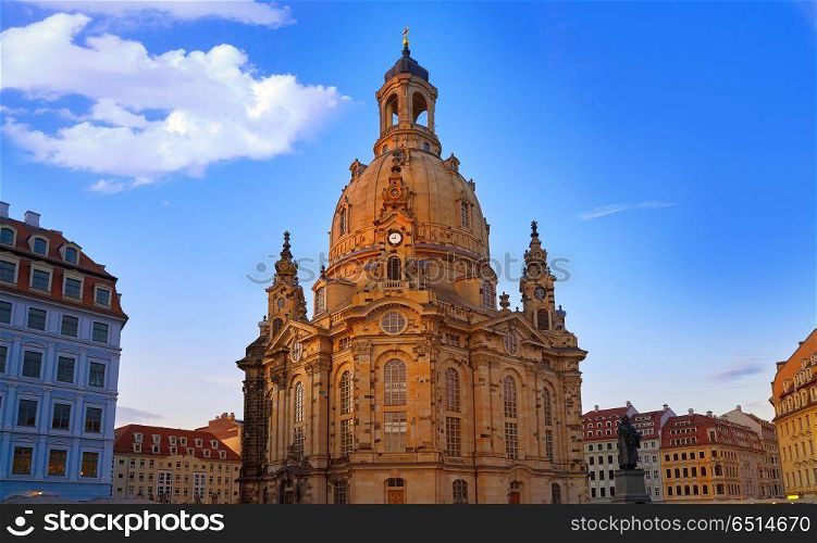 Dresden Frauenkirche church in Saxony Germany. Dresden Frauenkirche Lutheran church in Saxony of Germany